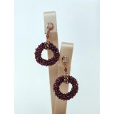Cumpara ieftin Cercei dama argint 925 placati aur roz, granat fatetat &amp; zirconiu, 3.8cm, handmade Italia. Cutie cadou
