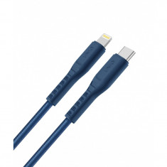 Cablu Date si Incarcare USB Type-C la Lightning UNIQ Flex, 3A, 1.2 m, Albastru