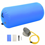 Rulou de gimnastica gonflabil cu pompa, albastru, 120x75 cm PVC GartenMobel Dekor, vidaXL
