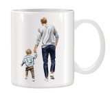 Cana alba ceramica personalizata Tata si Fiu, INOVATIX&reg;. 330ml
