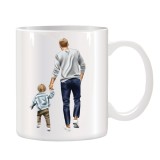 Cana alba ceramica personalizata Tata si Fiu, INOVATIX&reg;. 330ml