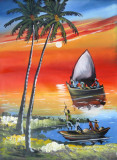 Tablou canvas Africa, arta mozambicana, pictura2, 50 x 75 cm
