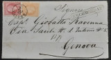 Cumpara ieftin ROMANIA 1872 CAROL PARIS 25+50bani PE FAȚĂ DE PLIC BRAILA-GENOVA. MI 41a,42. RR+