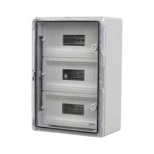 Cutie modulara IP65 din ABS gri, usa transparenta, 3 x 15 module, 350x500x190 mm PP3116