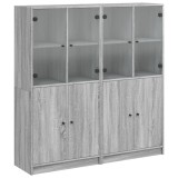 Cumpara ieftin Biblioteca cu usi gri sonoma 136x37x142 cm lemn compozit