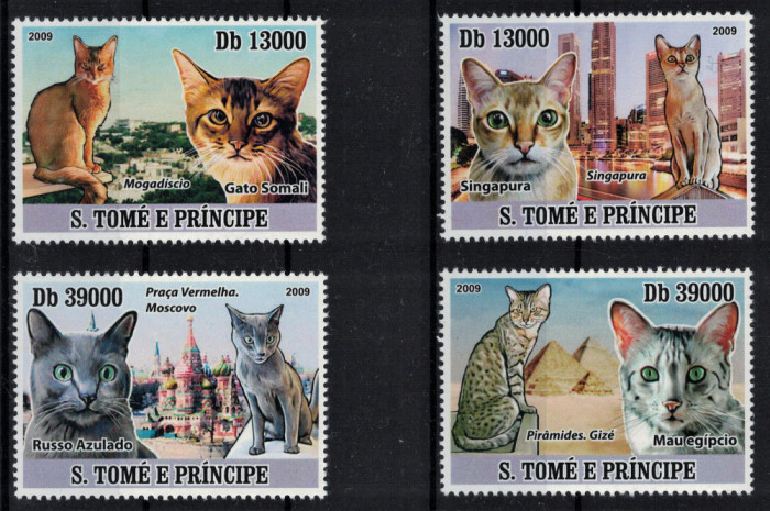 S. TOME E PRINCIPE 2009 - Pisici /serie completa MNH