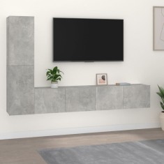 vidaXL Set dulap TV, 4 piese, gri beton, lemn prelucrat foto