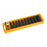 Set 10 chei tubulare lungi pentru impact Tolsen, 10-24 mm, 1/2 inch, otel crom-molibden