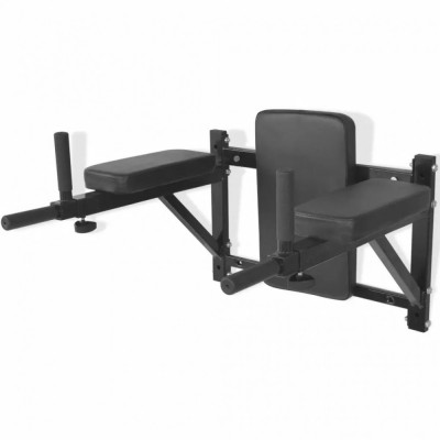 Aparat Exerciții Triceps Si Abdomen Montare Pe Perete Negru 91368 foto