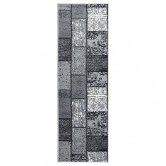 Covor traversa, gri cu dreptunghiuri, 60x300 cm, BCF foto