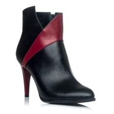 Botine piele naturala Timea Negru Rosu - sau Orice Culoare foto