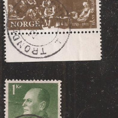 NV1 - NORVEGIA - 2 timbre diferite , stampilate , uzate 1963 -1971