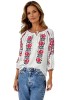 Bluza dama tip ie R256 alb/roz , marimea 2XL, Casual, Bumbac