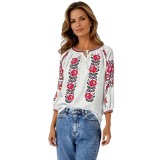 Bluza dama tip ie R256 alb/roz , marimea M