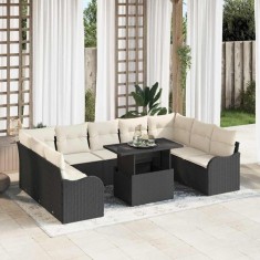 vidaXL Set de canapele pentru grădină 10 pcs Negru 100 x 55 x 73 cm 3357260