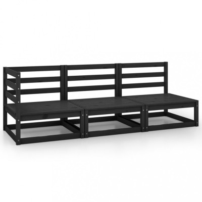 Gossi set mobilier de gradina, 3 piese, negru, lemn masiv de pin foto