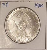 Yugoslavia, Iugoslavia, Jugoslavia, 1000 Dinara 1980, KM#78, argint, TITO, Europa