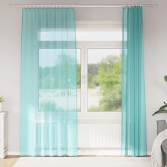 vidaXL Perdele Voile cu buzunare pentru bare 2 buc Turcoaz