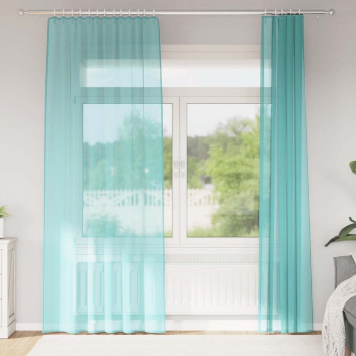 vidaXL Perdele Voile cu buzunare pentru bare 2 buc Turcoaz