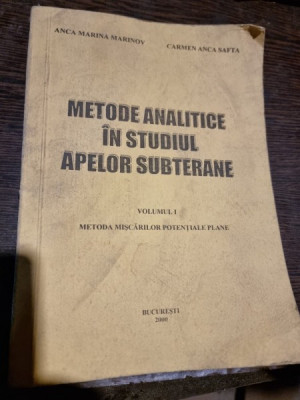 Anca Marina Marinov, Carmen Anca Safta - Metode Analitice in Studiul Apelor Subterane foto