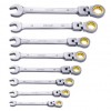 Set 8 chei cu clichet, Cap felxibil, Crom Vanadiu, 8, 10, 11, 12, 13, 14, 15, 17 mm, Husa, 72 dinti