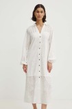 Never Fully Dressed rochie din bumbac Jenna Shirt dress culoarea alb, midi, dreaptă, NFDDR1349