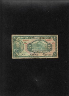 Rar! Bolivia 5 bolivianos 1928 seria065620 foto