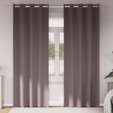 vidaXL Perdele cu perdele 2 pcs Maro &icirc;nchis 260 x 140 cm Poliester