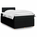 Gossi pat box spring cu saltea, negru, 120x190 cm, catifea