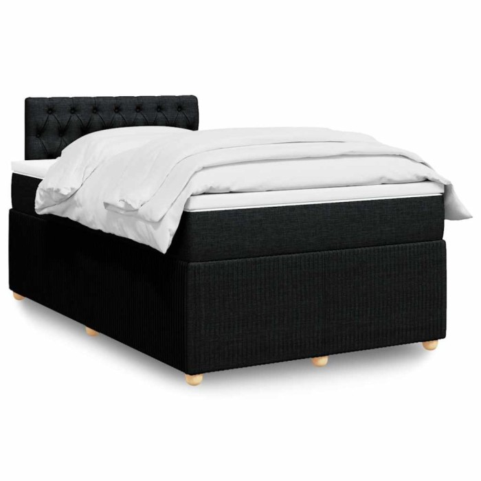 Gossi pat box spring cu saltea, negru, 120x190 cm, catifea