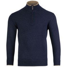 Jack Pyke Ashcombe Pulover 100% l&acirc;nă de miel cu fermoar, culoare bleumarin, mărimea XL