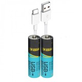 Set 2 buc acumulatori AA 1.5V 2200mWh incarcare USB type C