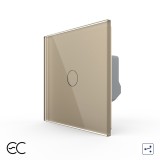 Cumpara ieftin Intrerupator touch simplu cap-scara/cruce Livolo ZigBee, sticla aurie