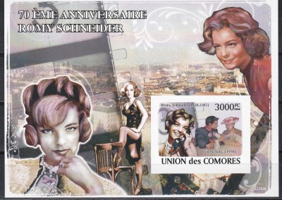 Comore 2009 - A 70-a aniversare de la nasterea lui Romy Schneider, Colita, MNH foto