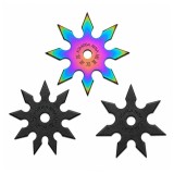 Cumpara ieftin Set trei stele de aruncat DEPOX&reg;, 7 si 8 colturi, metalic, negru/multicolor, 10 cm