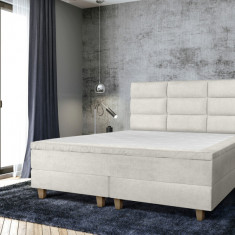 Pat matrimonial, Stockholm, Harmony E, 160x200 cm, saltea tip Pocket, topper memory, Bej