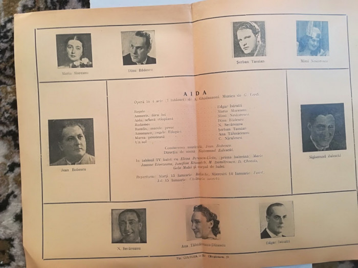 Pliant Opera Bucuresti, anii 40 AIDA / Jean Bobescu, N. Secareanu, Edga Istratty