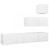 Cumpara ieftin Set dulapuri TV, 4 piese, alb, lemn prelucrat