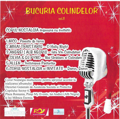 CD Corul Nostalgia &amp;lrm;&amp;ndash; Bucuria Colindelor Vol.II, original foto