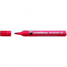 Marker permanent, Edding, 2000, corp metalic,varf rotund,1.5-3mm, rosu foto