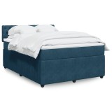 Cumpara ieftin Pat box spring cu saltea, albastru, 140x200 cm, catifea