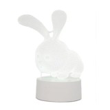 Lampa LED decorativa 3D eMazing, forma Iepure, inaltime 20 cm, cu telecomanda, alimentare USB si baterii, lumina multicolora, alb