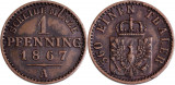 1867 - A - 1 pfenning - Wilhelm I - Regatul Prusiei Monetaria : Berlin, Europa