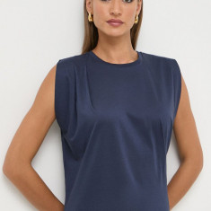 Marella top din bumbac culoarea bleumarin 2413940000000