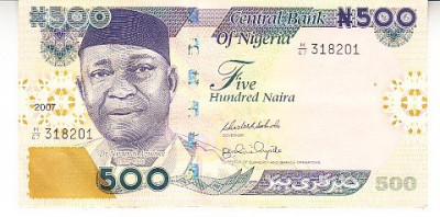 M1 - Bancnota foarte veche - Nigeria - 500 naira - 2007 foto