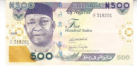 B11 11 - Bancnota foarte veche - Nigeria - 500 naira - 2007