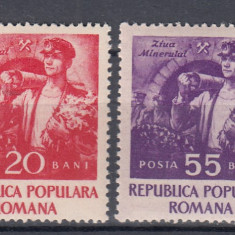 ROMANIA 1952 LP 328 ZIUA MINERULUI SERIE MNH