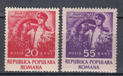 ROMANIA 1952 LP 328 ZIUA MINERULUI SERIE MNH foto