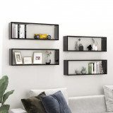 Rafturi de perete cub, 4 buc., negru, 80x15x26,5 cm, PAL GartenMobel Dekor, vidaXL