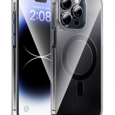 Husa de protectie din silicon Hoco Transparent Magnetic Case, pentru iPhone 15 Pro Max - Negru